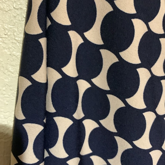 Connected Apparel Dress 8 Stretchy Tan Black Navy Pull Over Ruched Dots - Picture 8 of 16